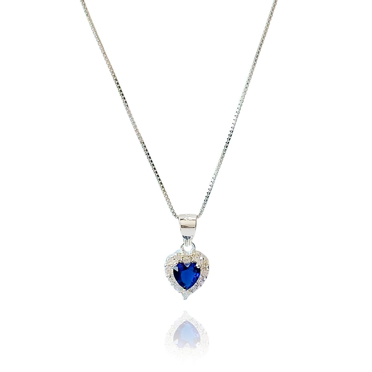 COGGIOLA - Collar Corazón Circón Azul Lady Plata Fina 925