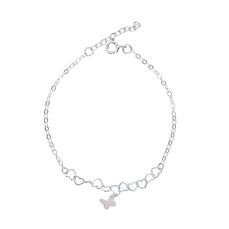 ANDREA COGGIOLA JOYAS - Pulsera Corazones Mariposa Plata Fina 925