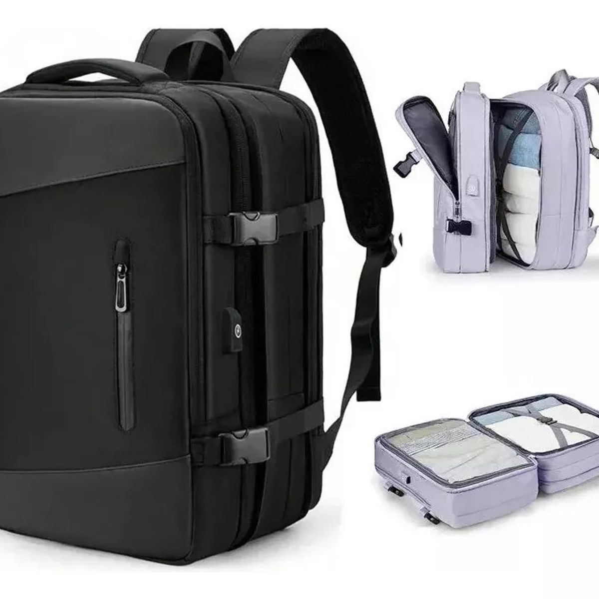 MUNDO MAGIA - Mochila Expandible Viaje Multiuso Impermeable Cabina Avion