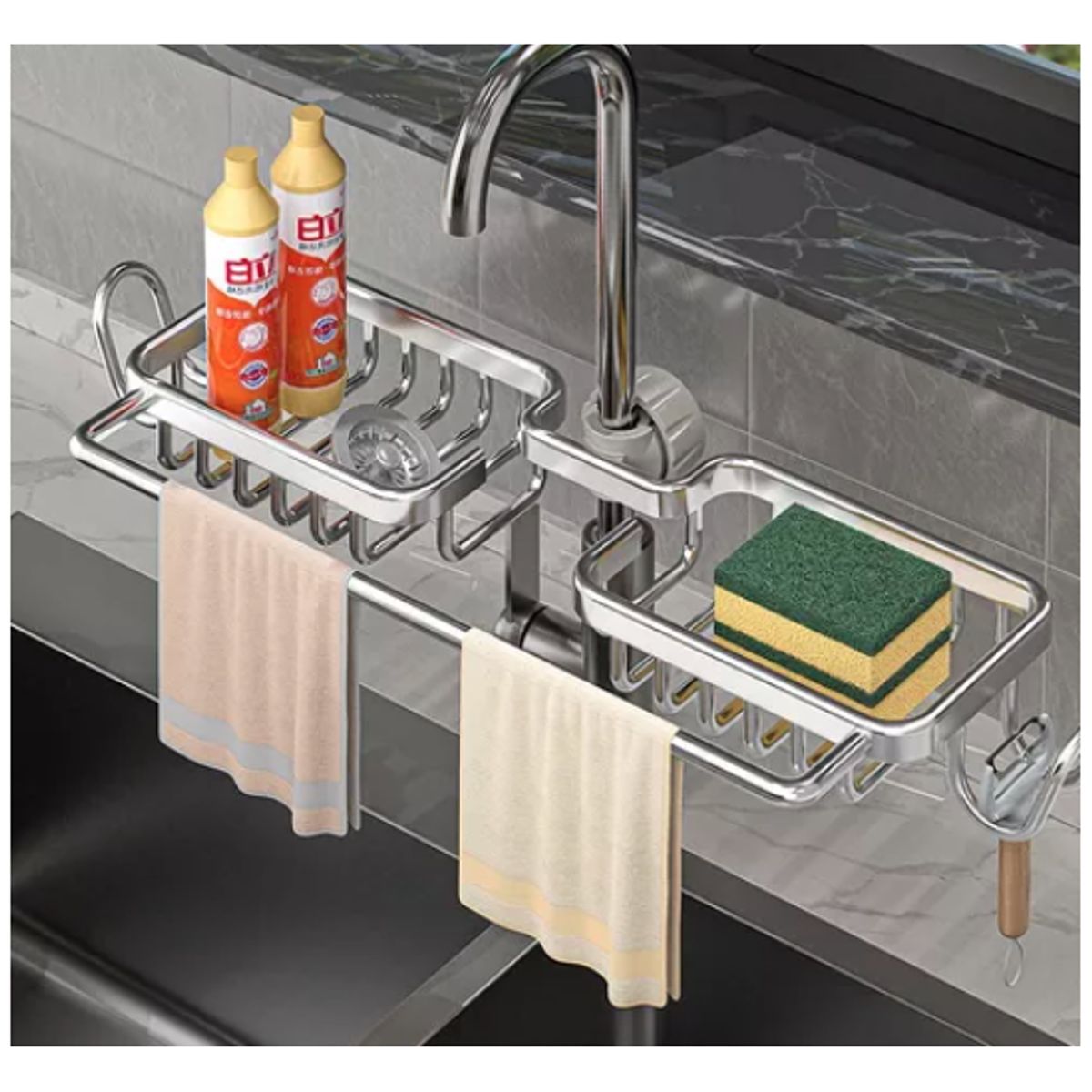 IDEEHOUSE - Estante De Almacenamiento Para Grifos Con Toallero De Aluminio…