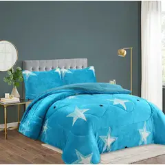 GENERICO - Cubrecama o cobertor Plush; 1.5 plaza; Estrella