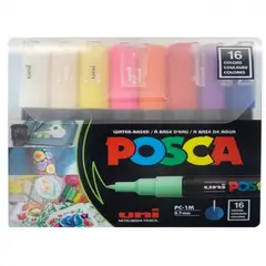 FABER-CASTELL - Set 16 Marcadores POSCA 1M - 16 Colores 07mm