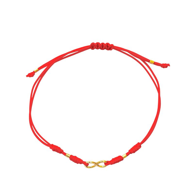 ANDREA COGGIOLA JOYAS - Pulsera Mini Infinito Enchapado Oro 18K Cordón Rojo