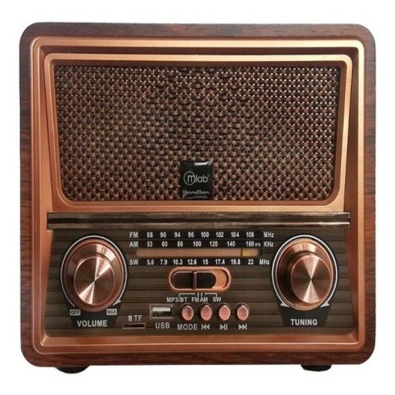 MLAB - Radio Portátil Bluetooth Retro Vennetian Mlab Usb Am Fm