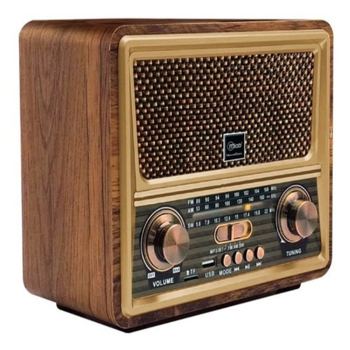 MLAB - Radio Portátil Bluetooth Retro Vennetian Mlab Usb Am Fm
