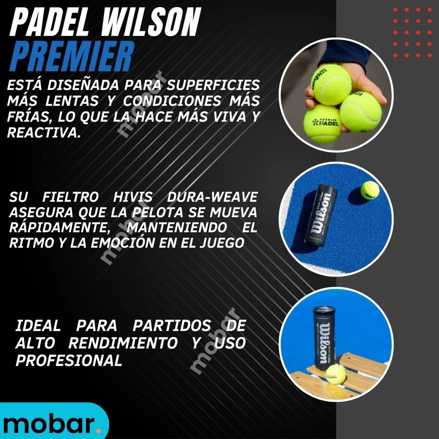 WILSON Pelotas Padel Pack 3 Unid Wilson Premier Uso Profesional