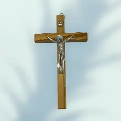 GENERICO - Crucifijo Italiano de Madera y Cuerpo en Metal