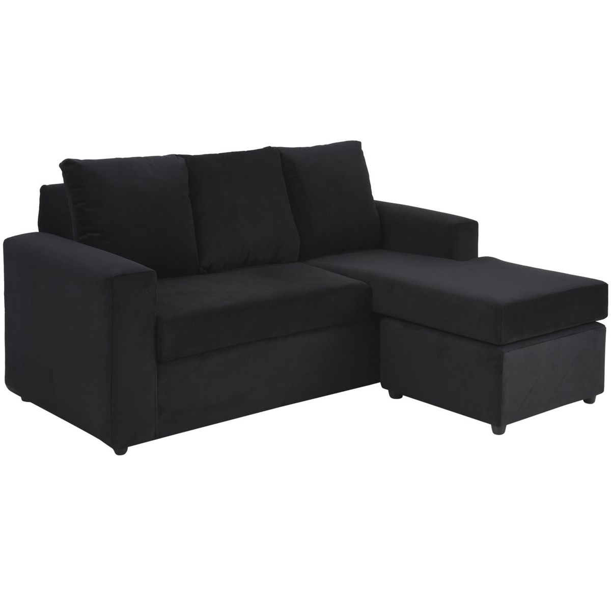 BODEVIR - Sofa Bi-L 3C Felpa 30 Negro