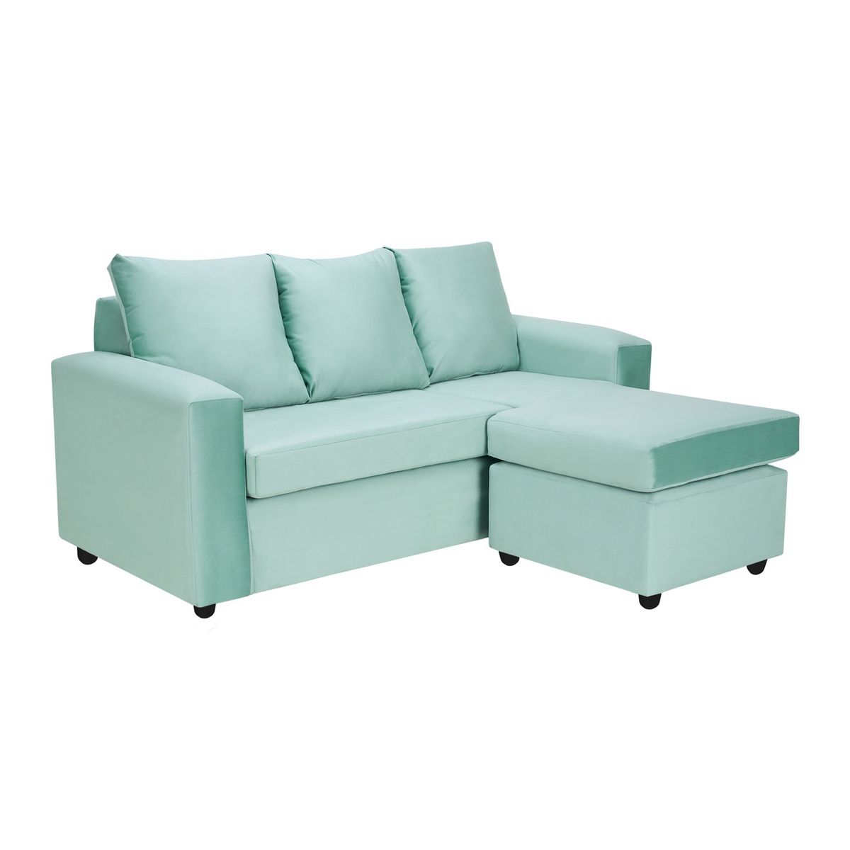 BODEVIR - Sofa Bi-L 3C Felpa 30 Verde Agua