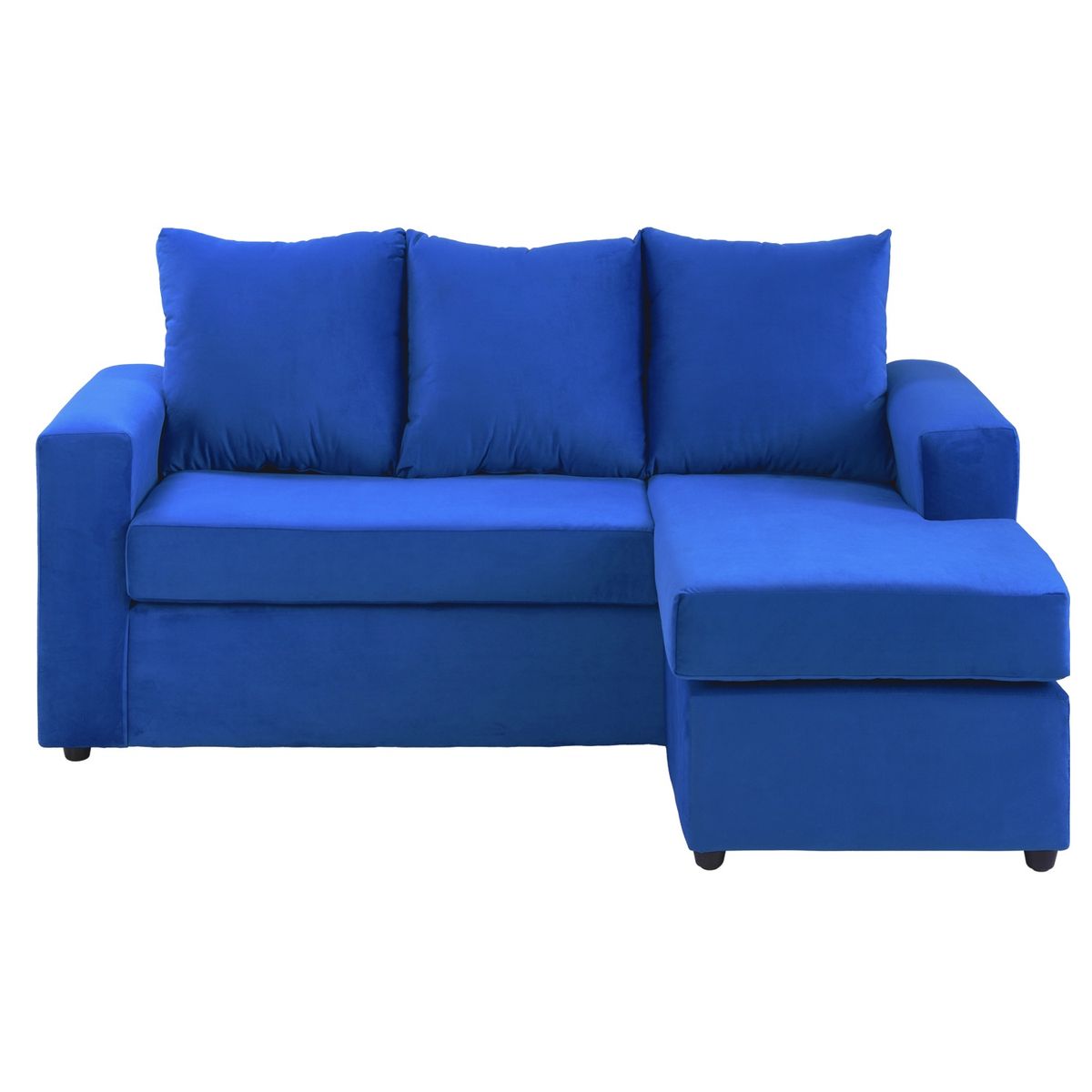 BODEVIR - Sofa Bi-L 3C+2 Pouf Felpa 30 Azul Rey