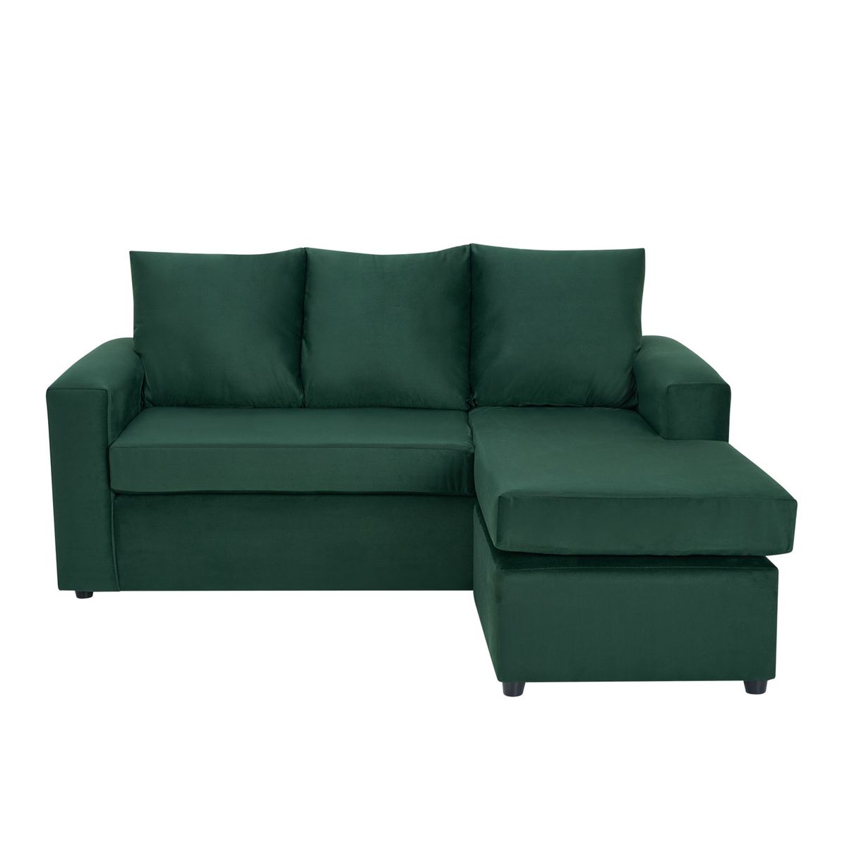BODEVIR - Sofa Bi-L 3C+2 Pouf Felpa 30 Verde Botella