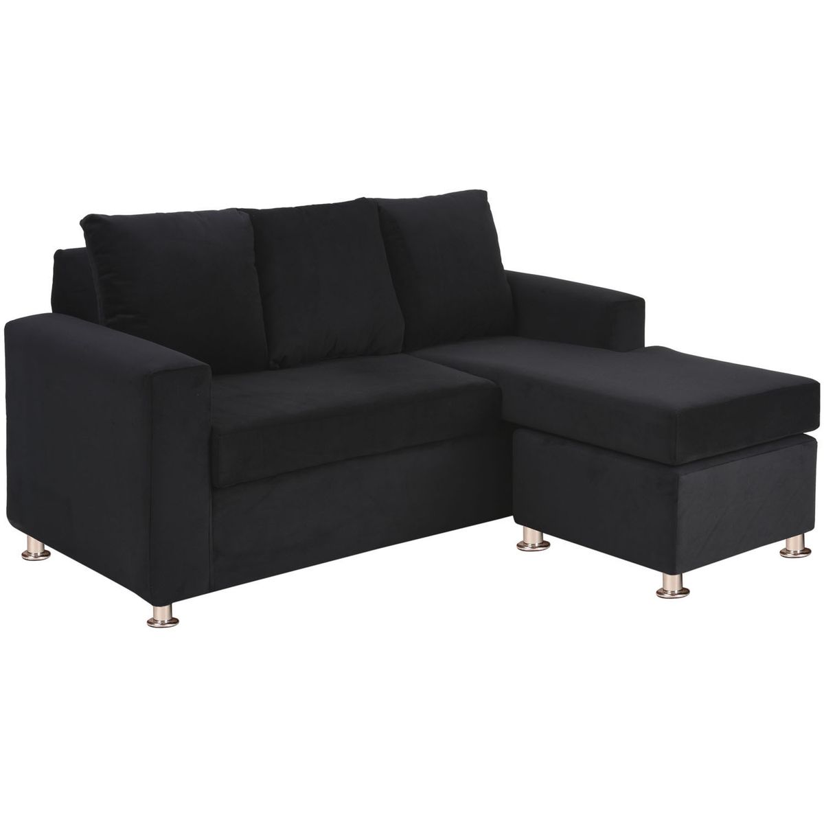 BODEVIR - Sofa Bi-L 3C Felpa 12 Negro
