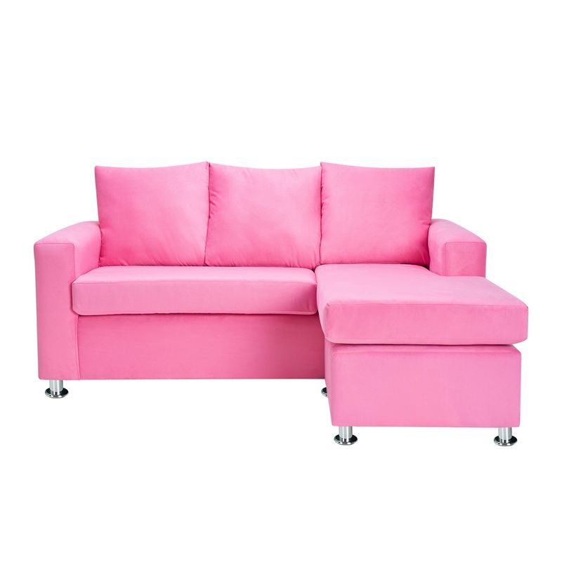 BODEVIR - Sofa Bi-L 3C Felpa 12 Rosado