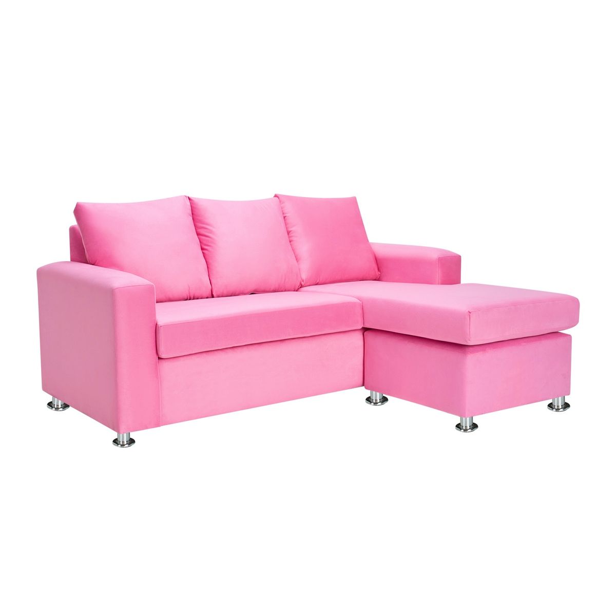 BODEVIR - Sofa Bi-L 3C Felpa 12 Rosado
