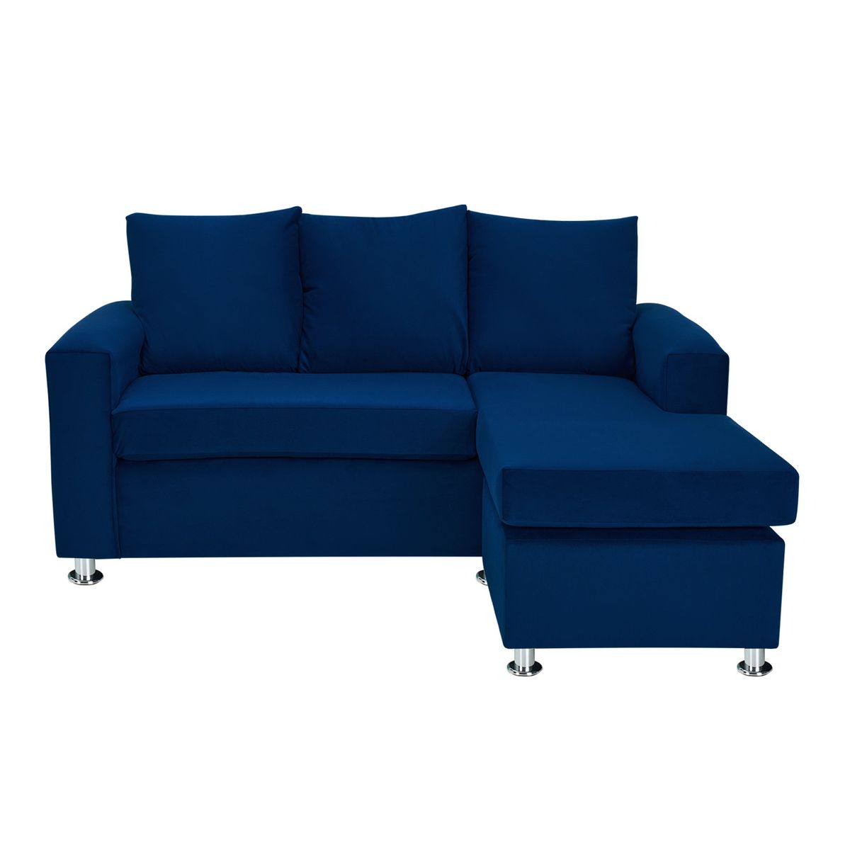 BODEVIR - Sofa Bi-L 3C+2 Pouf Felpa 12 Azul Marino