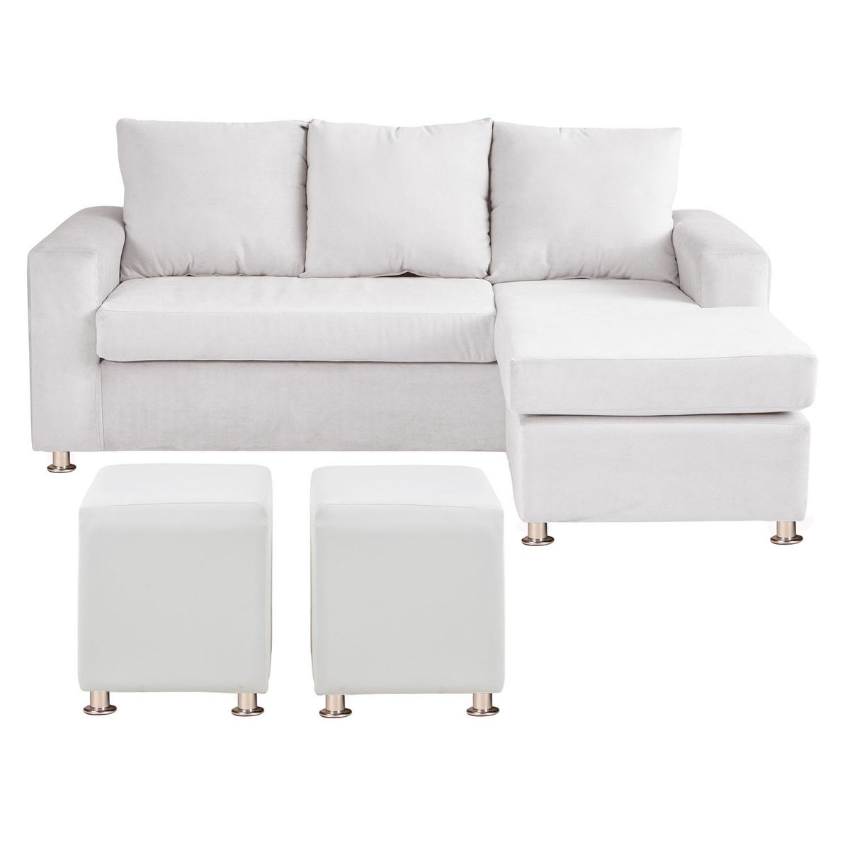 BODEVIR - Sofa Bi-L 3C+2 Pouf Felpa 12 Crudo