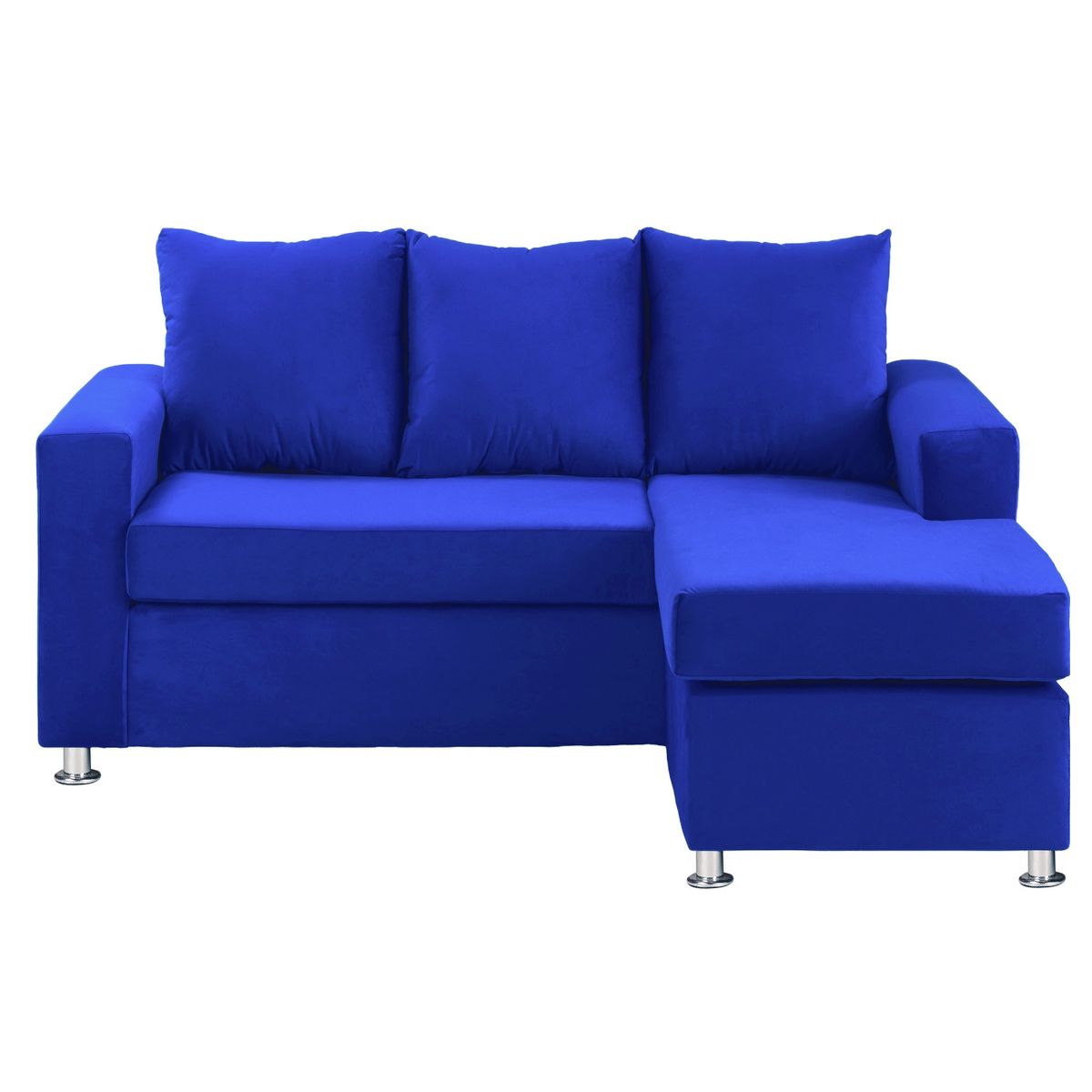 BODEVIR - Sofa Bi-L 3C+2 Pouf Felpa 12 Azul Rey