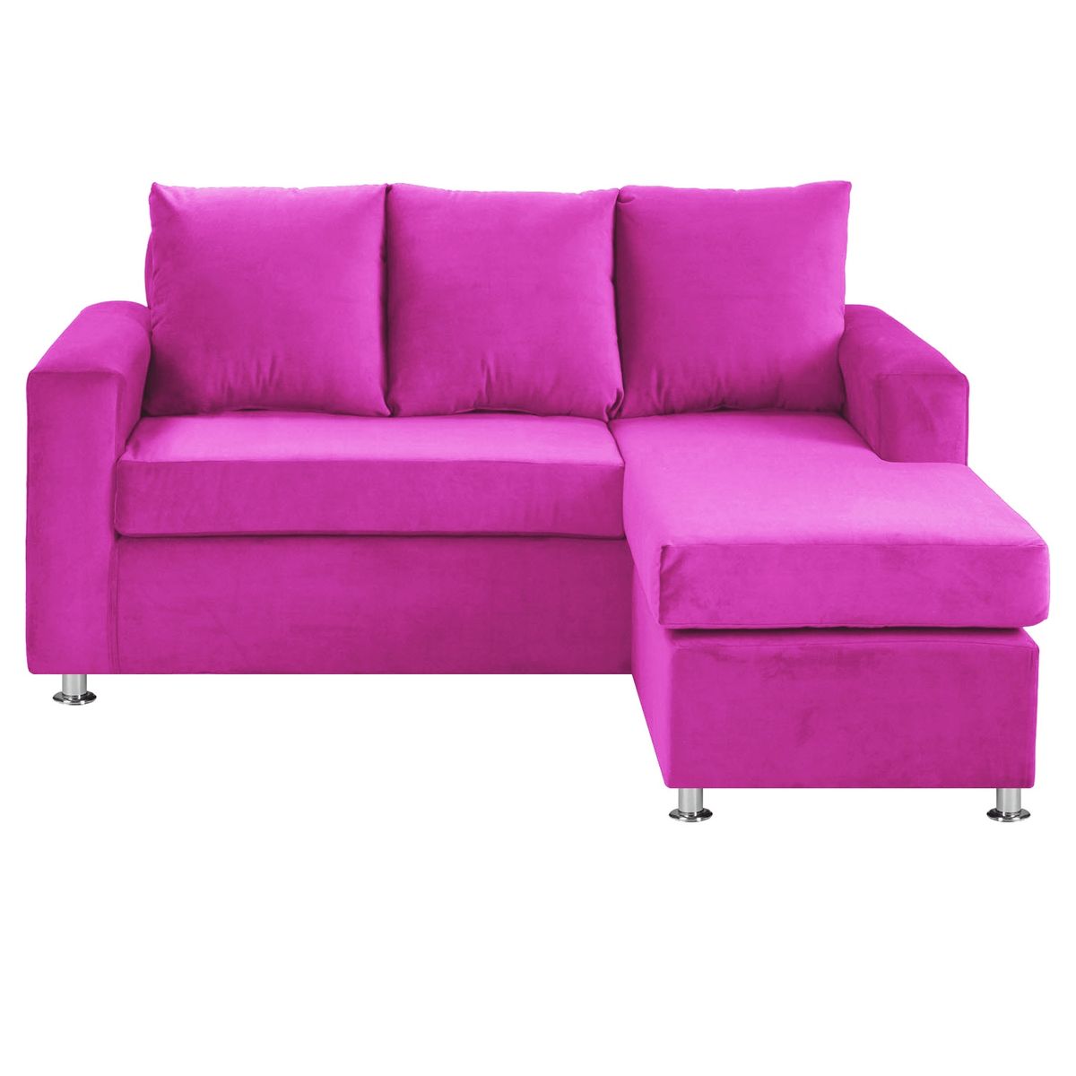 BODEVIR - Sofa Bi-L 3C+2 Pouf Felpa 12 Fucsia