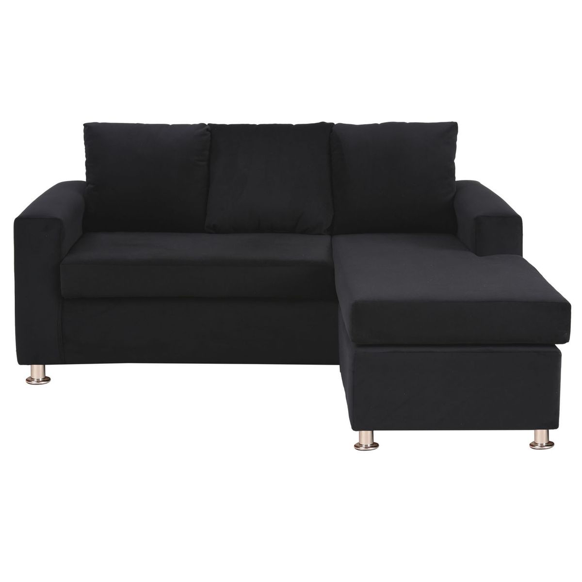 BODEVIR - Sofa Bi-L 3C+2 Pouf Felpa 12 Negro