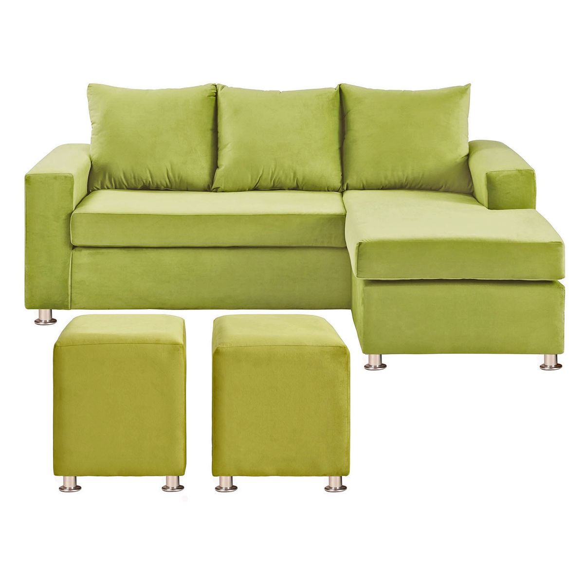 BODEVIR - Sofa Bi-L 3C+2 Pouf Felpa 12 Pistacho