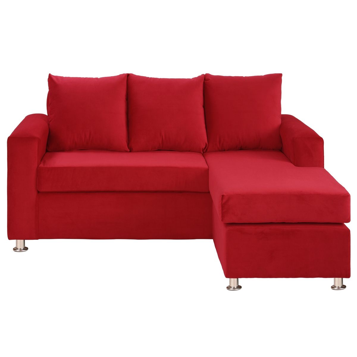 BODEVIR - Sofa Bi-L 3C+2 Pouf Felpa 12 Rojo