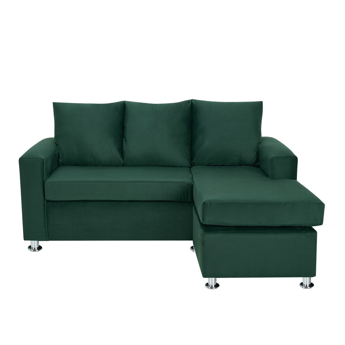 BODEVIR - Sofa Bi-L 3C+2 Pouf Felpa 12 Verde Botella