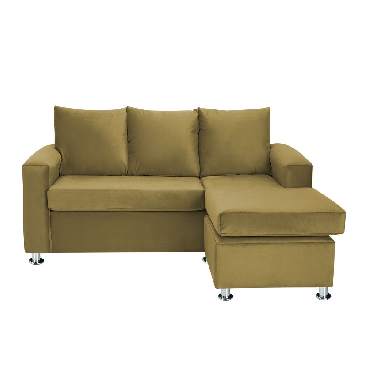BODEVIR - Sofa Bi-L 3C+2 Pouf Felpa 12 Verde Musgo