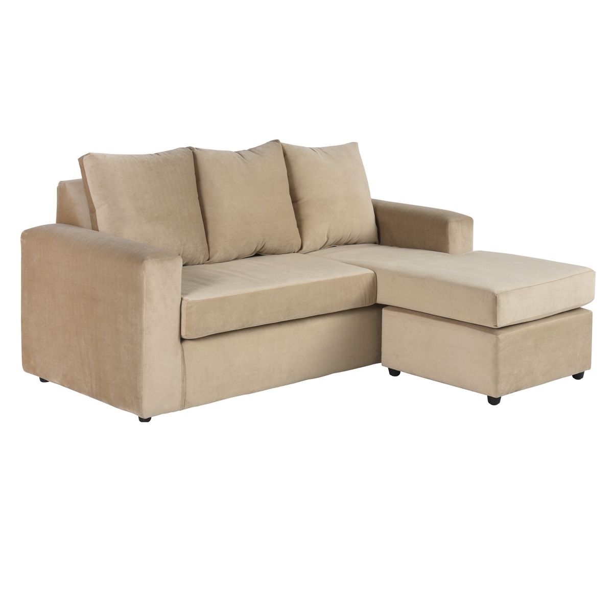BODEVIR - Sofa Bi-L 3C+2 Pouf Felpa 30 Beige