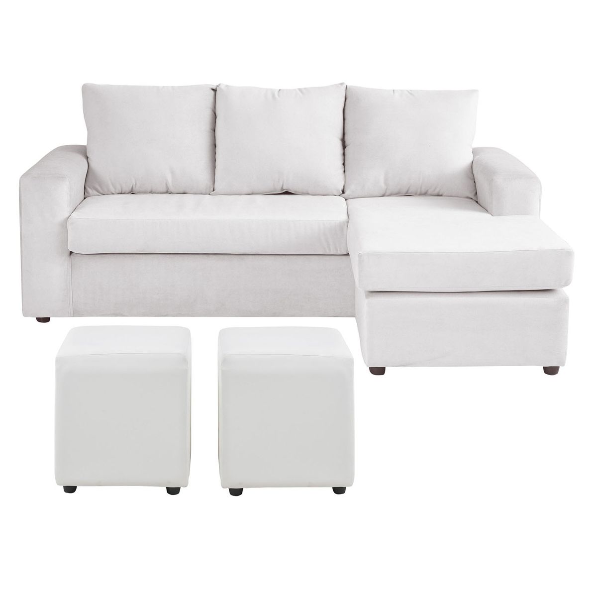 BODEVIR - Sofa Bi-L 3C+2 Pouf Felpa 30 Crudo