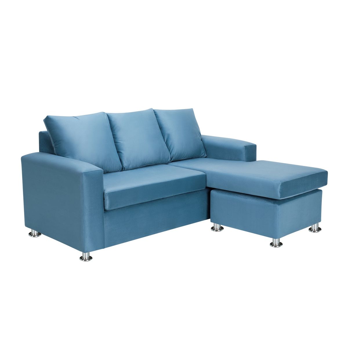 BODEVIR - Sofa Bi-L 3C Felpa 12 Azul Petroleo
