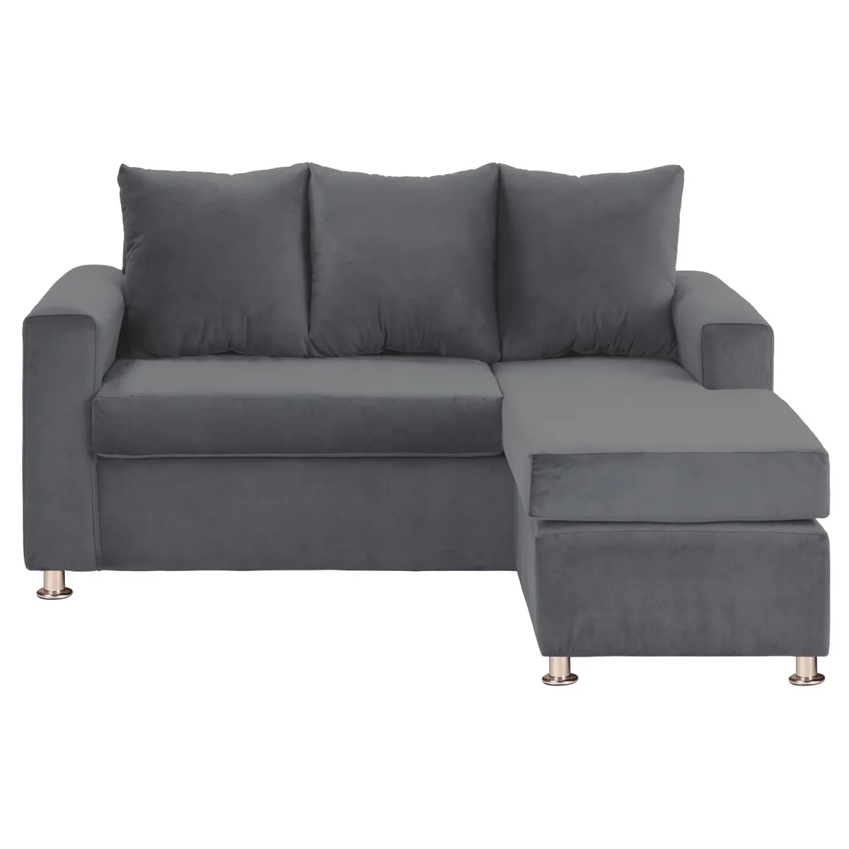 BODEVIR - Sofa Bi-L 3C+2 Pouf Felpa 12 Gris
