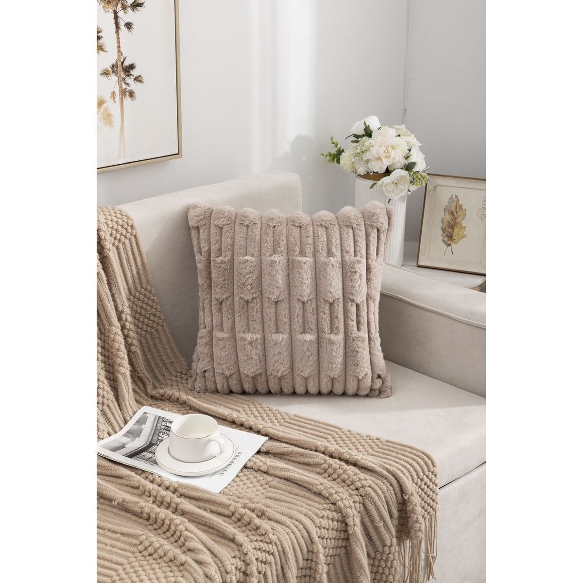 GENERICO - funda de cojin pack 2 unidades decorativa plush