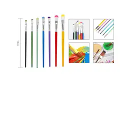 GENERICO - 7 pinceles de madera de colores + pelo bicolor.