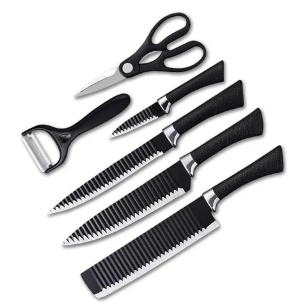 GENERICO - SET DE 6 PZAS CUCHILLOS NEGRO