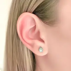 COGGIOLA - Aros Botón Gota Anusha Piedra Luna Piedras Naturales Plata Fina 925