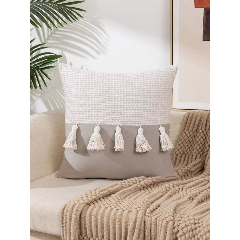 GENERICO - funda de cojin pack 2 unidades decorativa pompom