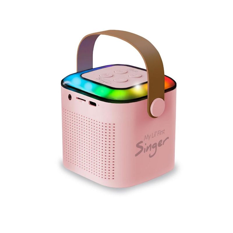MLAB - Karaoke My Lil First Singer 2 con luz RGB 2 micrófonos inalámbricos Rosa