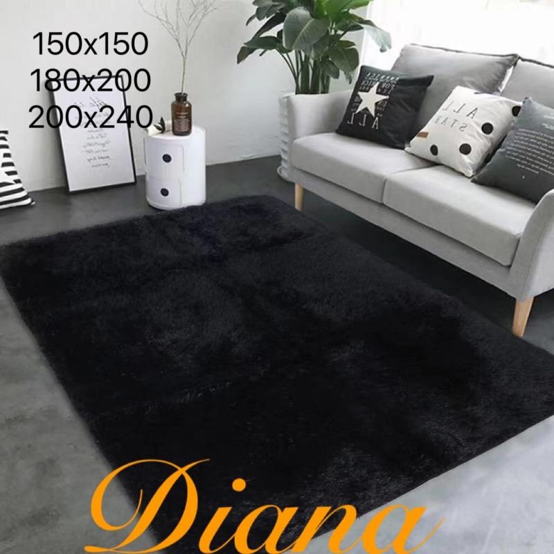 GENERICO - Alfombra peluda tipo Shaggy 180cm x 200cm Negro