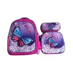 GENERICO - Set De 3 Mochila De Ruedas Con Lonchera y Estuche Para Niñas