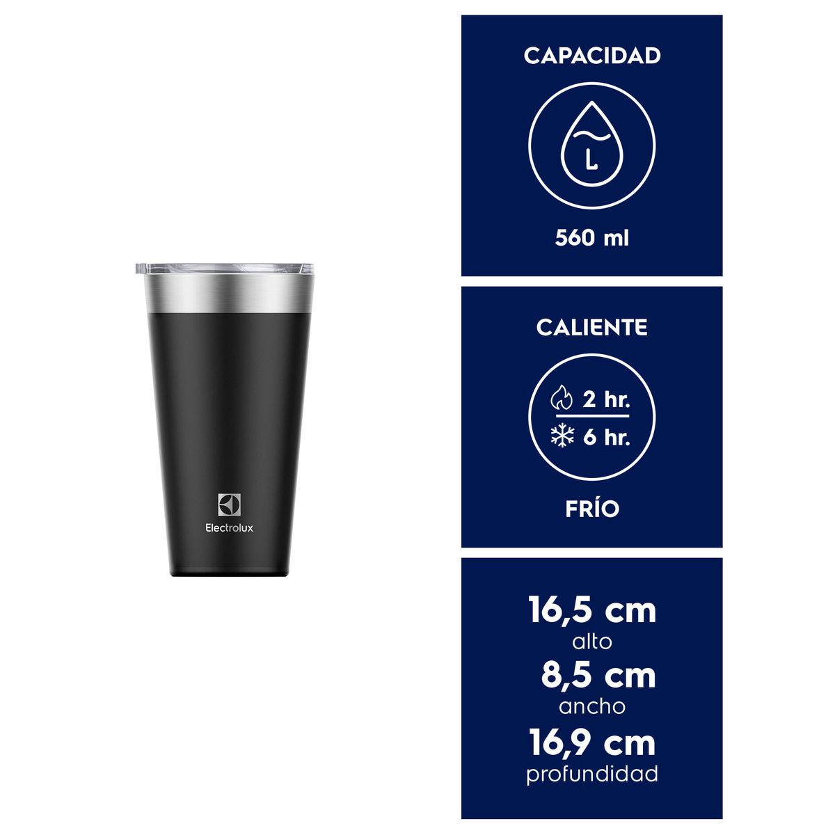 ELECTROLUX - Vaso Térmico Electrolux 560ml con Tapa Sense Negro