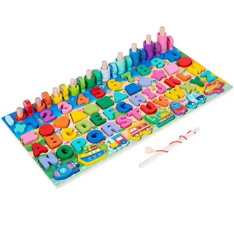 GENERICO - Juego Madera 7 En 1 Montessori Pesca Números Formas Abaco