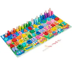 GENERICO - Juego Madera 7 En 1 Montessori Pesca Números Formas Abaco