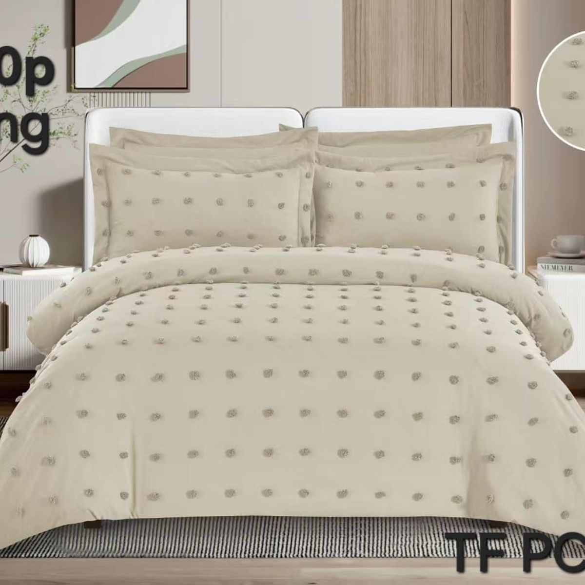 GENERICO - Edredon Ligero - Plumon de Verano Semiacolchado 2 Plazas Beige