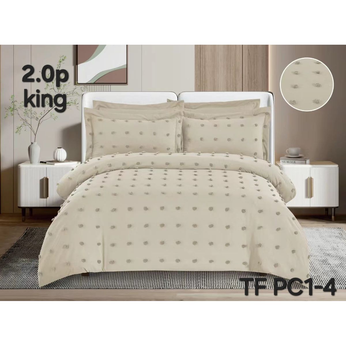 GENERICO - Edredon Ligero - Plumon de Verano Semiacolchado 2 Plazas Beige