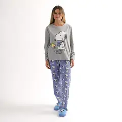 SNOOPY - Pijama Oficial Coffee Time Manga Larga Unisex Adulto