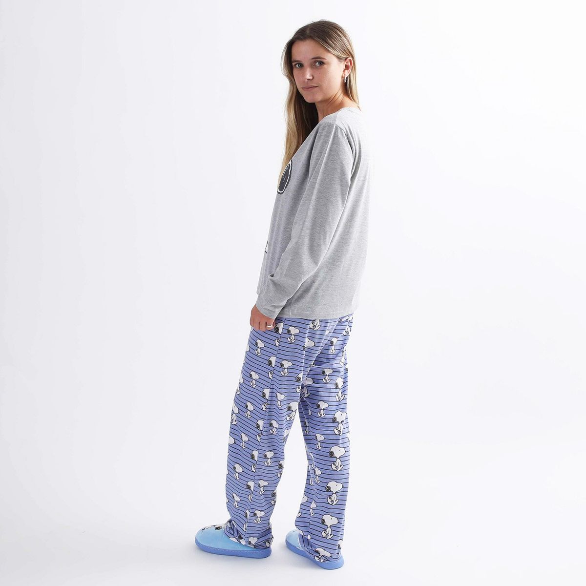 SNOOPY - Pijama Oficial Snoopy Coffee Time Manga Larga Unisex Adulto
