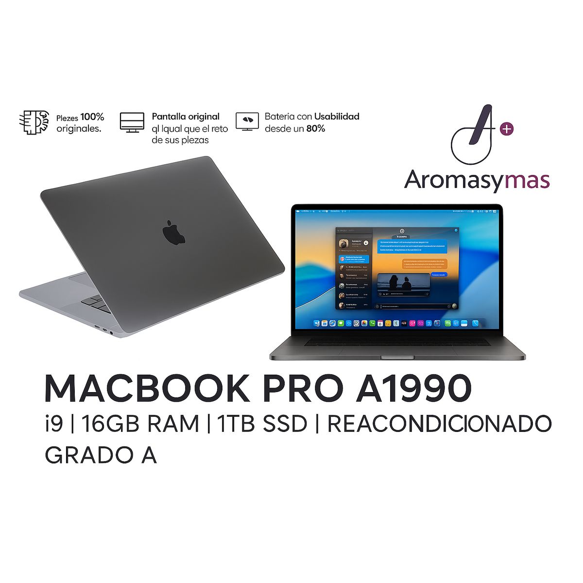 APPLE - MACBOOK PRO A1990 i9 16GB Ram 1 TB SSD	Reacondicionado Grado A