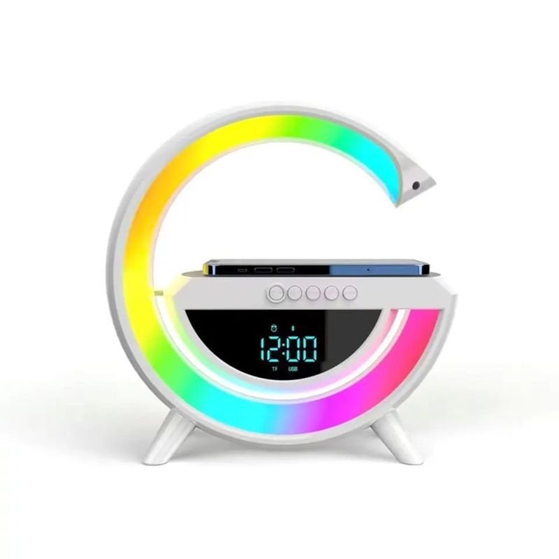 GENERICO - Cargador Inalambrico Parlante Lampara G luces con reloj