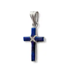 ANDREA COGGIOLA JOYAS - Colgante Lapislázuli Cruz Mini Plata Fina 925
