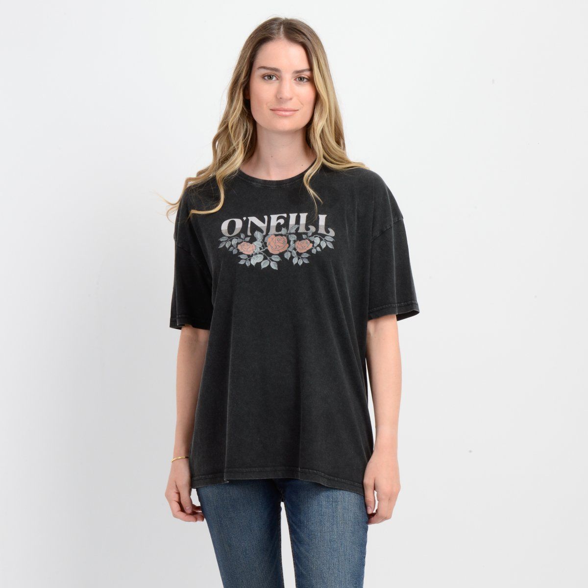 O'NEILL - POLERA MANGA CORTA FLOWER  VINEZ NEGRO